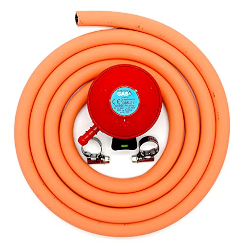 Patio Gas Regulator 27Mm Clip On With 2M Hose + 2 Clips Fits Calor/Flogas
