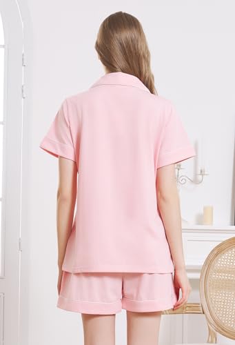 HEARTNICE Pajamas for Women, Button Down Pajama Shorts Set Summer Solid Pjs Sets3
