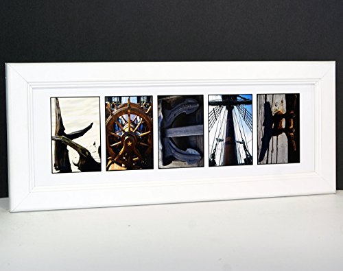 Creative Letter Art - Personalized Framed Name Sign With Beach And Nautical Related Alphabet Photographs Including Cotton White Self Standing Frame #TOP1