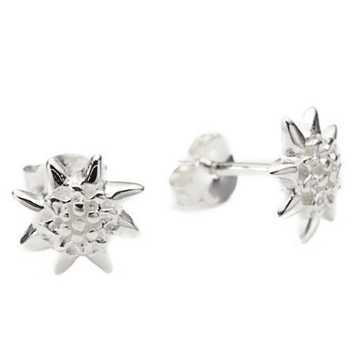 Preisvergleich Produktbild Vinani Ohrstecker Edelweiß glänzend Sterling Silber 925 Ohrringe OEWN