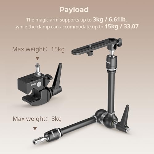 Image of SMALLRIG Friction Magic Arm Camera Mount with Super Clamp and Platform | Overhead Camera Desk Mount Srand, Studio Space Saver, Heavy Duty Mount /Bracket for Lights, Cameras