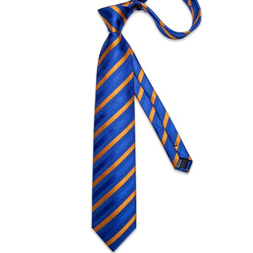 Image of DiBanGu Mens Tie Silk Plaid Striped Necktie and Pocket Square Cufflinks Tie Clip Set with Gift Box Formal Wedding Party