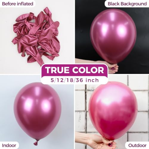 Image of Bezente Metallic Hot Pink Latex Party Balloons 30 Pack 18 inch Large