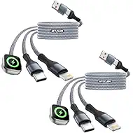 Cruise Essentials 2026, 3 in 2 Multi Charging Cable for iPhone Watch Charger/iPhone 17/IP, iWatch Charger, Travel Camping Essentials Compatible with iWatch 11-2/Ultra/iPhone 17-8,Car (2Pack,6FT)White