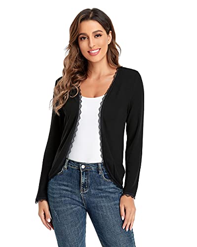 Ritera Femme Court Bolro Femme Veste Cardigan Bouton Manches Longues Tricot Classique Elgante Jersey Chic pour Robe Soire,S-XXL Cover