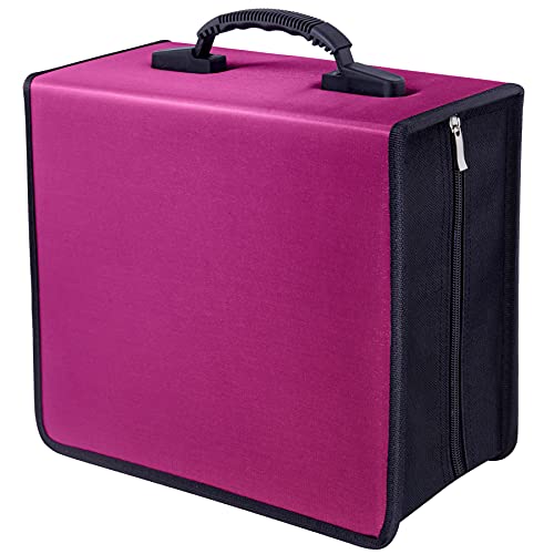 Vicoter CD Case 400 Capacity CD DVD Wallet Binder, DVD Case Portable Zipper CD Case, CD Case Storage Holder, CD Booklet Binder, VCD Wallets Storage Organizer for Home Car Travel Office (Rose)