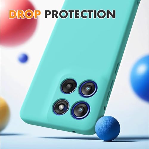 Image of DIZORO Microfiber Candy Case for Motorola Moto Edge 50 Neo 5G Smooth Touch Cushion Liquid Soft Silicone Gel Rubber Phone Cases Non-Slip Full Body Protective Back Cover - Mint