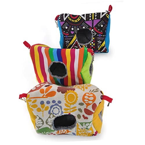 KESYOO Double Hole Parrot Nest Hammock Cozy Sleeping Pad for Birds Stripe Design Durable Warm Bird Bed for Parrots for Indoor Play Resting Spaces