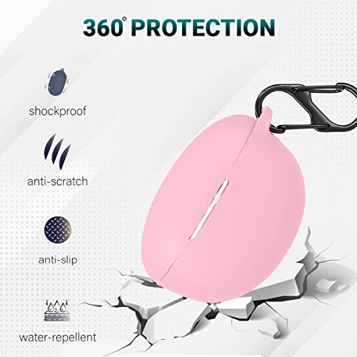 Image of KACA Protective Shockproof Silicone Cover Case with Buckle Compatible with Huawei Freebuds 4i (Pink)