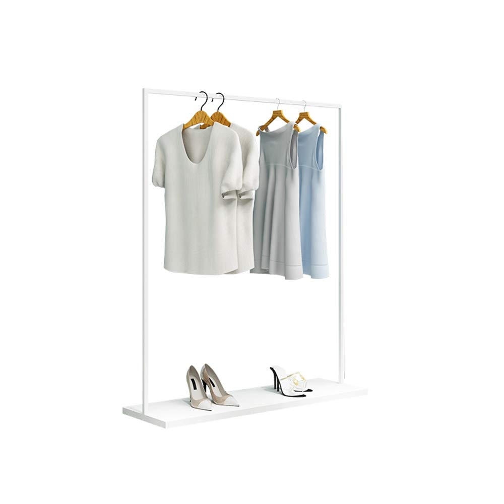 Strapazierfähige Kleiderstange aus Metall/Boden-Kleiderständer/weißer Ausstellungsständer – geeignet für Zuhause/Bekleidungsgeschäft (Color : A, Size : 120x35x160cm)
