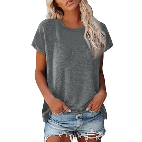 Blusas Mujer Verano Básica Elegantes Camisetas Manga Corta Mujer Rebajas Verano Top Blusas Cuello Redondo Ropa Mujer Talla Grande Tshirt Compra Online Gris Claro S