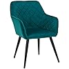 Duhome Armleunstoel voor eetkamer, fluweel, stoel met rugleuning, metalen poten, eetkamerstoel, retro design, make…