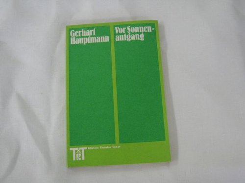 Vor Sonnenaufgang Von Gerhart Hauptmann www.amazon.com