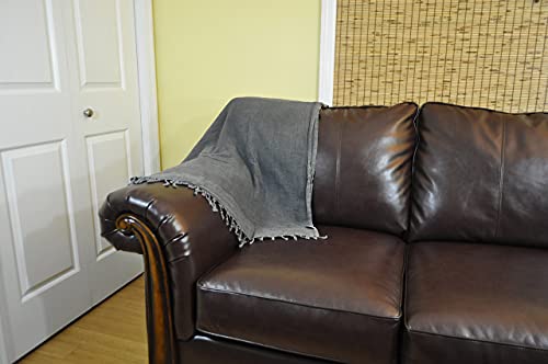 Stonewashed Turkish Throw Blanket In Charcoal Grey/Faded Black, Soft, Cozy And Lightweight, Perfect For Use As A Love Seat Or Sofa Throw, Partical Bed Cover, Beach Blanket Or Yoga Blanket #TOP7