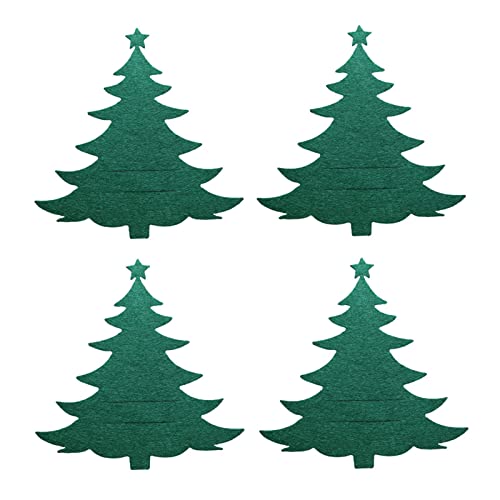 Bolsa de cubiertos de Navidad | 4 unids/set árbol de Navidad estante de utensilios de cocina no tejido Navidad Acción de Gracias Año Nuevo estante de cubiertos de cocina Cuadro (Green, One Size) Cover