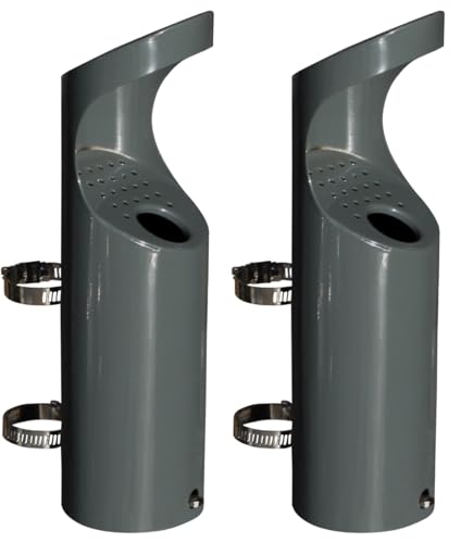 PAL | Cenicero en hierro lacado gris para fijar tubo redondo de una papelera o pared (2- Ceniceros)