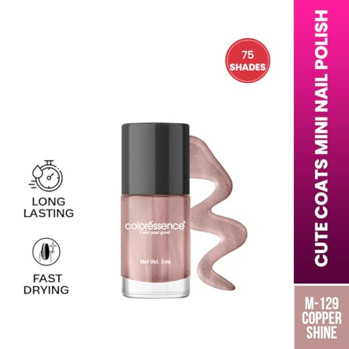 Image of Coloressence Cute Coats Long Lasting Nail Paint | Chip Resistant | Quick Dry | One Swipe Application | Toxin Free|Copper Shine -6ml