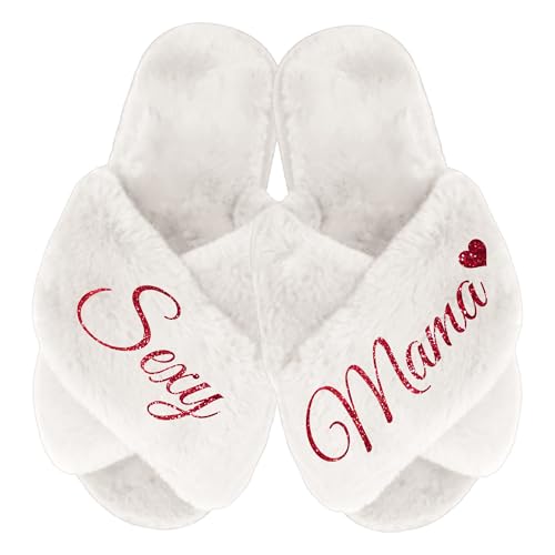Mama Slippers, Fluffy Slippers for Women, Gift From Husband to Wife, Sexy Mama Slides, Birthday Gift for Mom4
