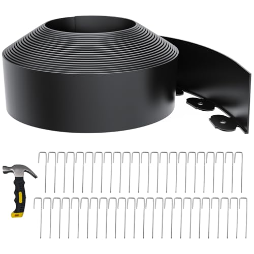 4 Inch Tall 33FT Landscape Edging with 45Pcs Metal Spikes,