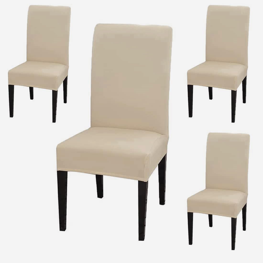 Exotice Chair Cover Set of 1,2,4,6 | Premium Spandex Chair Covers for Dining Room Chairs | Anti-Wrinkle Elastic Chair Covers for Home, Hotel & Events (4, Cream)-image-48
