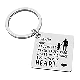 Father Daughter Keychain Daddy Father’s Day Christmas Birthday Valentine Day Wedding Gifts from Daughter to Dad Papa Stepdad Men Him Present Fathers and Daughters Never Truly Part Jewelry