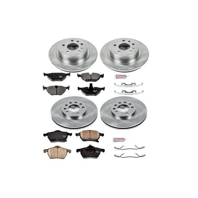 Image of PowerStop Front and Rear Brake Kit for Saab 9-5 1999 - Z17 Ceramic Brake Pads & Disc Rotors Replacement, KOE2808