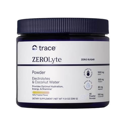 Trace Minerals ZeroLyte Salty Tropical Flavor - Sugar Free Electrolyte Drink Mix - Supports Hydration, Energy, Stamina - Ancient Sea Salt, Full Spectrum Minerals, Coconut Water - 45 Servings