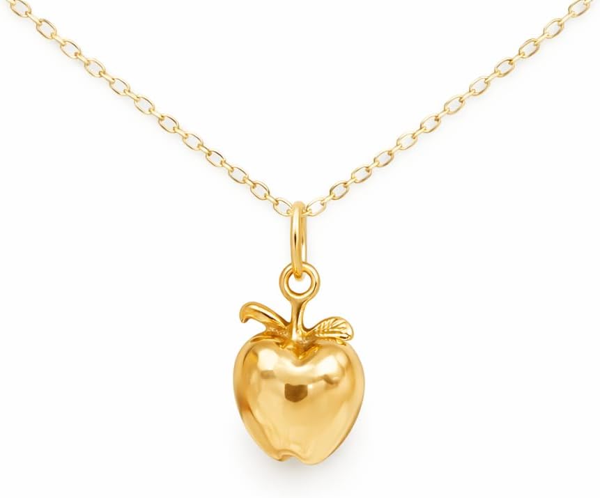 Gold Filled Apple Necklace – Handmade Dainty Fruit Pendant, Teacher Gift Jewelry