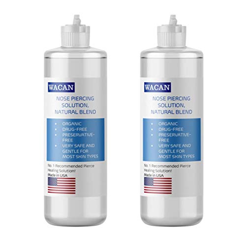 WACAN FAST-HEALING NOSE SALINE SOLUTION FOR PIERCINGS ORGANIC DRUG-FREE PRESERVATIVE-FREE Natural Sea Salts & Clove and Vitamins Piercing Aftercare Piercing Solution (8 oz, pk of 2)