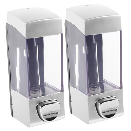 ABOOFAN 2Pcs Wall Mounted Soap Dispenser Pressed Soap Container for Shower Bathroom Accessories Transparent Hand Soap Holder for Kitchen Dining and Office