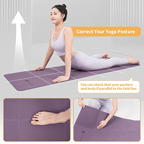 Weme Yoga Mat, Folding Yoga Travel Mat With Tpe Material Non Slip Double-Sided, Anti-Tear, Fitness Mats Foldable 1/4" Thick For Floor Exercises, Pilates Etc, Women Men Home Workout (With Storage Bag) #TOP4