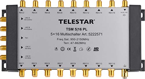 Telestar TSM 5/16 Premium Line Multischalter zur Versorgung von bis zu 16 Teilnehmern (4 SAT+ 1...