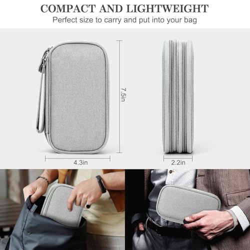 Image of FYY Travel Cable Organizer Bag Pouch Electronic Accessories Carry Case Portable Waterproof Double Layers All-in-One Storage for Cord, Charger, Phone, Earphone Grey