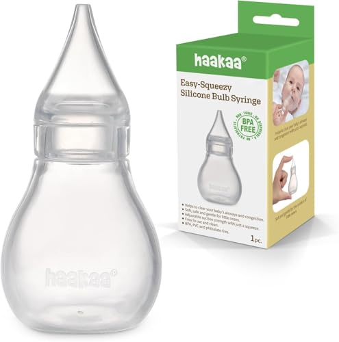 Image of Haakaa Silicone Baby Nasal Aspirator | Nose Bulb Syringe | Easy-Squeezy Baby Nose Cleaner, Newborn Infant &Toddler - BPA Free Silicone