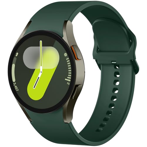 Mastten Compatible with Samsung Galaxy Watch 7 6 5 4 Strap 44mm 40mm, Soft Silicone Sport Band for Galaxy Watch 6 Classic / 5 Pro / 4 Classic/FE, No Gap Strap for Women Men, Dark Green