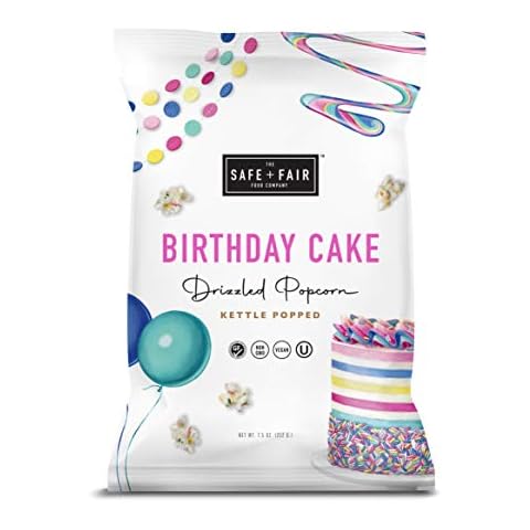 The Safe + Fair Food Company Birthday Cake Drizzled Popcorn,7.5 Cover