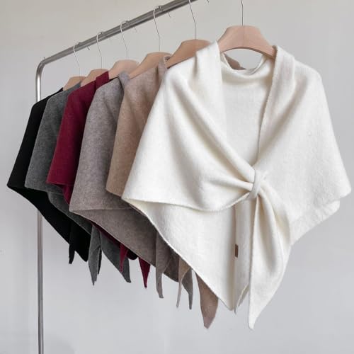 Women's Solid Color Scarf, Cardigan Llightweight Wool Knitted Top Shawl, Wool Cashmere Stylish Poncho Travel Blanket2