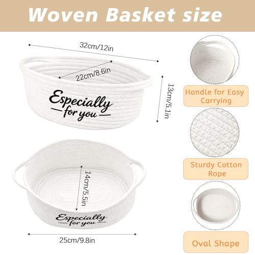 Image of Small Empty Gift Basket with Bow, Ribbon, Tag & Clear Bag - inchEspecially for You inch Embroidered Cotton Rope Bin (12x8x5 inch) for Birthdays, Graduations, Father's Day & Holidays