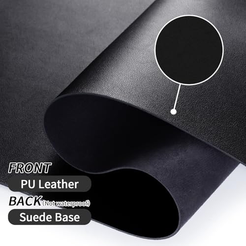 Image of Leather Desk Pad, Black Desk Mat, Non-Slip Desk Protector Mat, Leather Desk Blotter, Computer Desk Pad, Waterproof Desk Mat for Home Office and Decor(31.5x15.7 Inches)