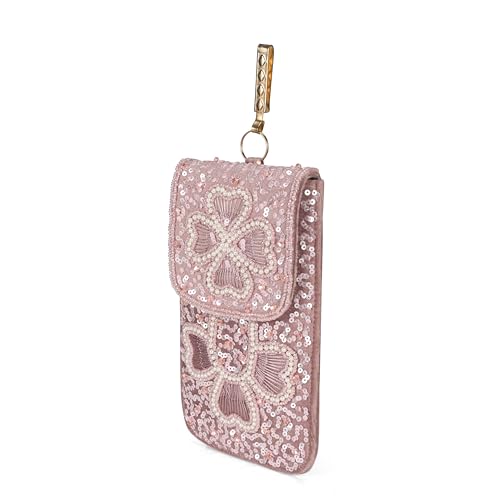 Image of J I ACCESSORIES Velvet Saree Clutch Mobile Pouch Waist Clip Ladies Purse Gift For Women