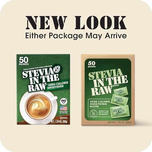 Image of Stevia In The Raw, Plant Based Zero Calorie, Sugar Substitute, No Erythritol, Sugar-Free Sweetener for Coffee, Hot & Cold Drinks, Suitable For Diabetics, Vegan, Gluten-Free, 50 Count Packets (12 Pack)