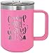 CustomGiftsNow Camp More Worry Less - Camping Stainless Steel Double-Wall Insulated 15-Ounce Truck Car Travel Coffee Cup Tumbler Mug with Handle, Sliding Lid