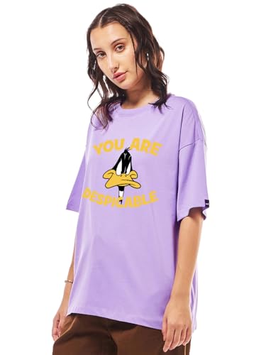 Image of Bewakoof Women's Cotton Oversized Fit Half Sleeve Round Neck T-Shirt | Casual wear | Streetwear | Oversized Tshirt for Woman Cotton| Baggy
