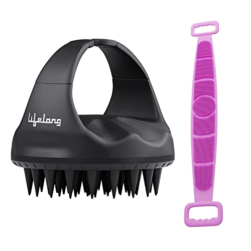 Lifelong Silicone Scalp Massager Shampoo Brush With Body Scrubber|Soft Silicone Hair Scrubber,Scalp Brush For Hair Growth & Dandruff Treatment|Wet Dry Hair Massager For All Hair Types (Black,Llm657) Lifelong Silicone Scalp Massager Shampoo Brush With Body Scrubber|Soft Silicone Hair Scrubber,Scalp Brush For Hair Growth & Dandruff Treatment|Wet Dry Hair Massager For All Hair Types (Black,Llm657)