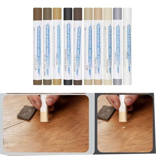 Zpeiran Kit de Réparation Stratifié,10 pièces Kit Réparation Parquet et Bois,Crayons Cire Réparation Meubles et Stylos Retouche,Bâton de Remplissage pour Rayures Trous sur Plans de Travail,Sols – vue 8