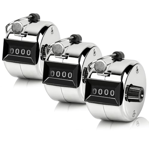 yirgnzu 3 Pack Clicker Counter, 4-Digit Metal Hand Counter clicker, Mechanical Pitch Counter, Tally...