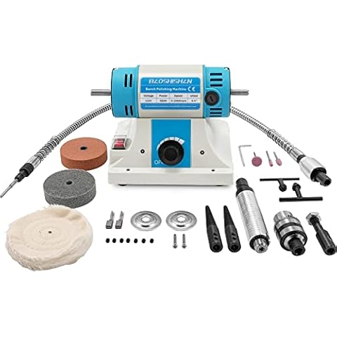 BAOSHISHAN Jewelry Polisher, Bench Buffer Polishing Machine with Accessories, Multi-Function Benchtop Polisher Grinder, 110V for Jewelry, Wood, Amber, Metal, Jade Cover