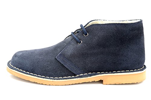 MADE IN SPAIN Bota Pisamierdas Unisex Piel Serraje con Borreguillo, Color Azul (43)