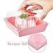 Ocmoiy Pink Charcuterie Boxes with Clear Lids 4x4 Inch, 100 Pack Square Kraft Bakery Cake Slice Boxes with Window, Dessert To Go Containers (100)
