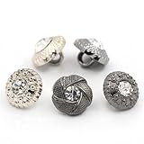 Stock Show 100Pcs Fancy Vintage Style Round White Diamond Rhinestone Buttons Galore Buttons, 11mm